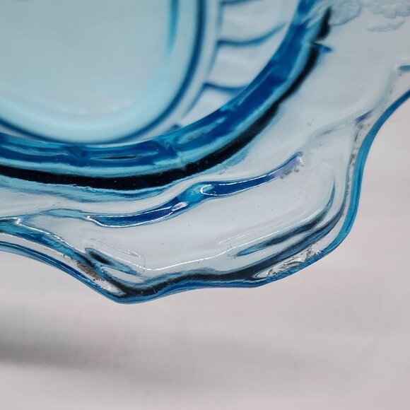 Vintage Anchor Hocking Blue Mayfair Open Rose Divided Relish Dish Oval - Picture 8 of 10